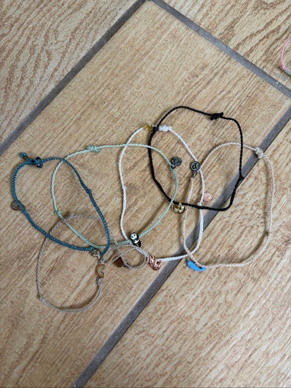 Pura Vida Lot of 6 Charm Bracelets Rainbow Panda Sloth Narwhal Waterproof